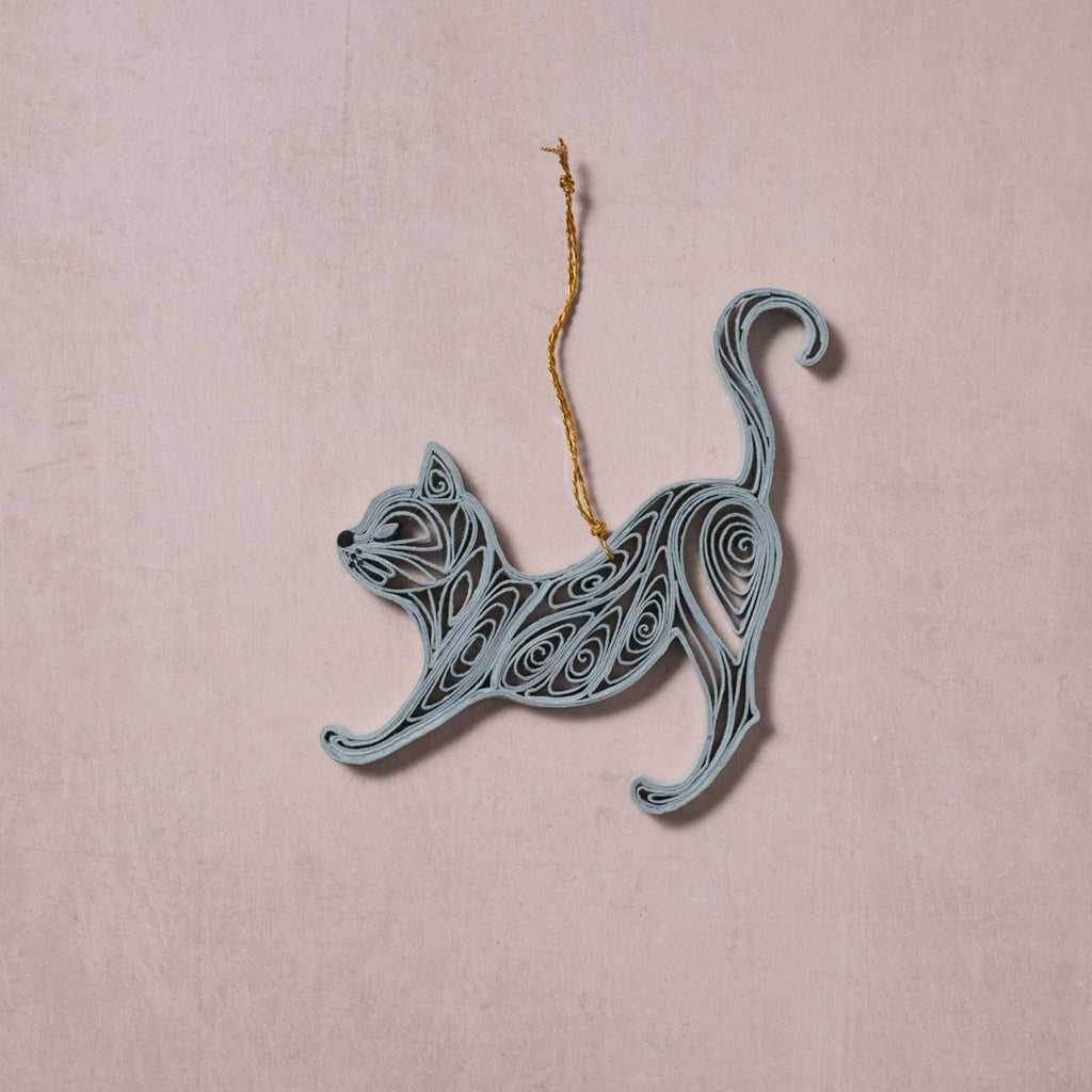"Dhusara" Quilled Cat Ornament