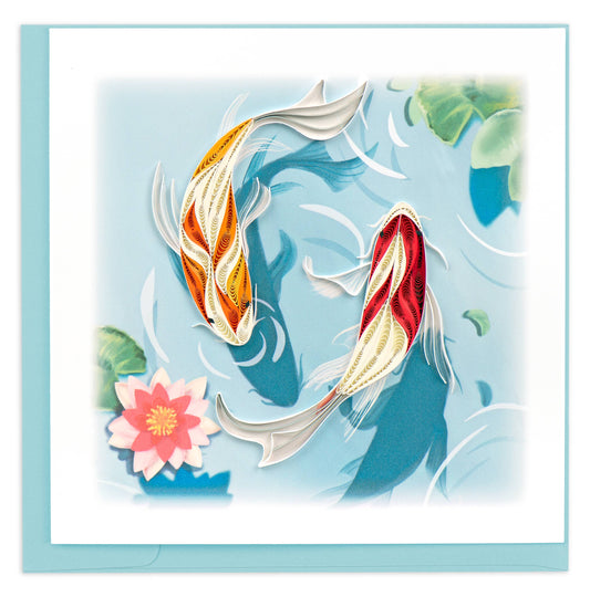 Quilled Greeting Card, "Two Koi Fish"