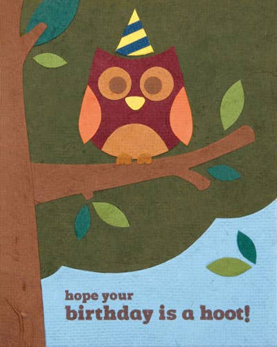 Recycled Paper Cards, "Birthday Hoot"
