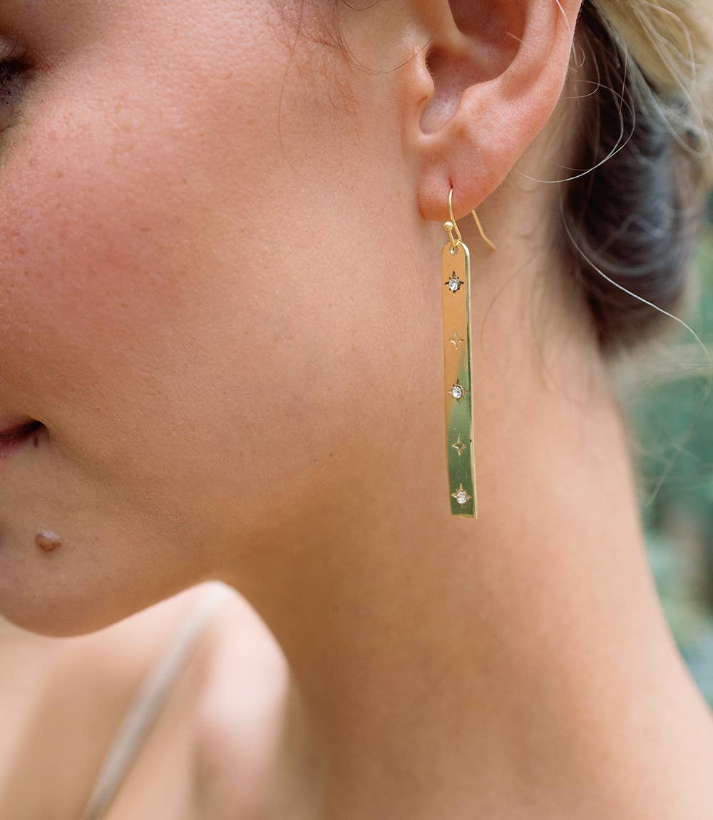 Gold Sitara Starry Long Earrings