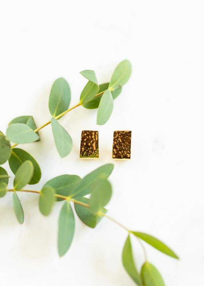 Gold Wide Hammered Huggies