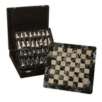 Chess set w/box coral/zebra stn
