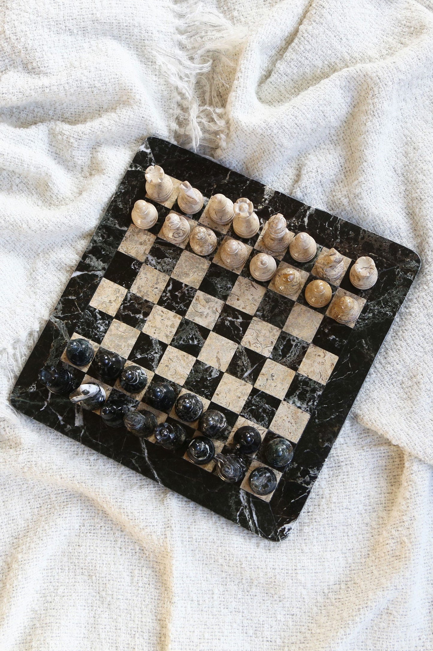 Zebra Stone Chess Set