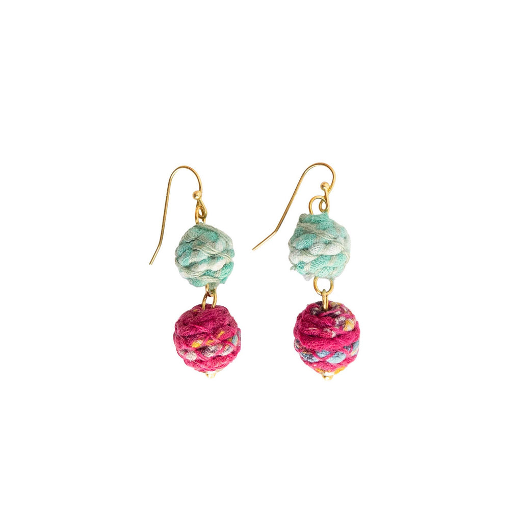 Threaded Kantha Drop Earrings - Bloom