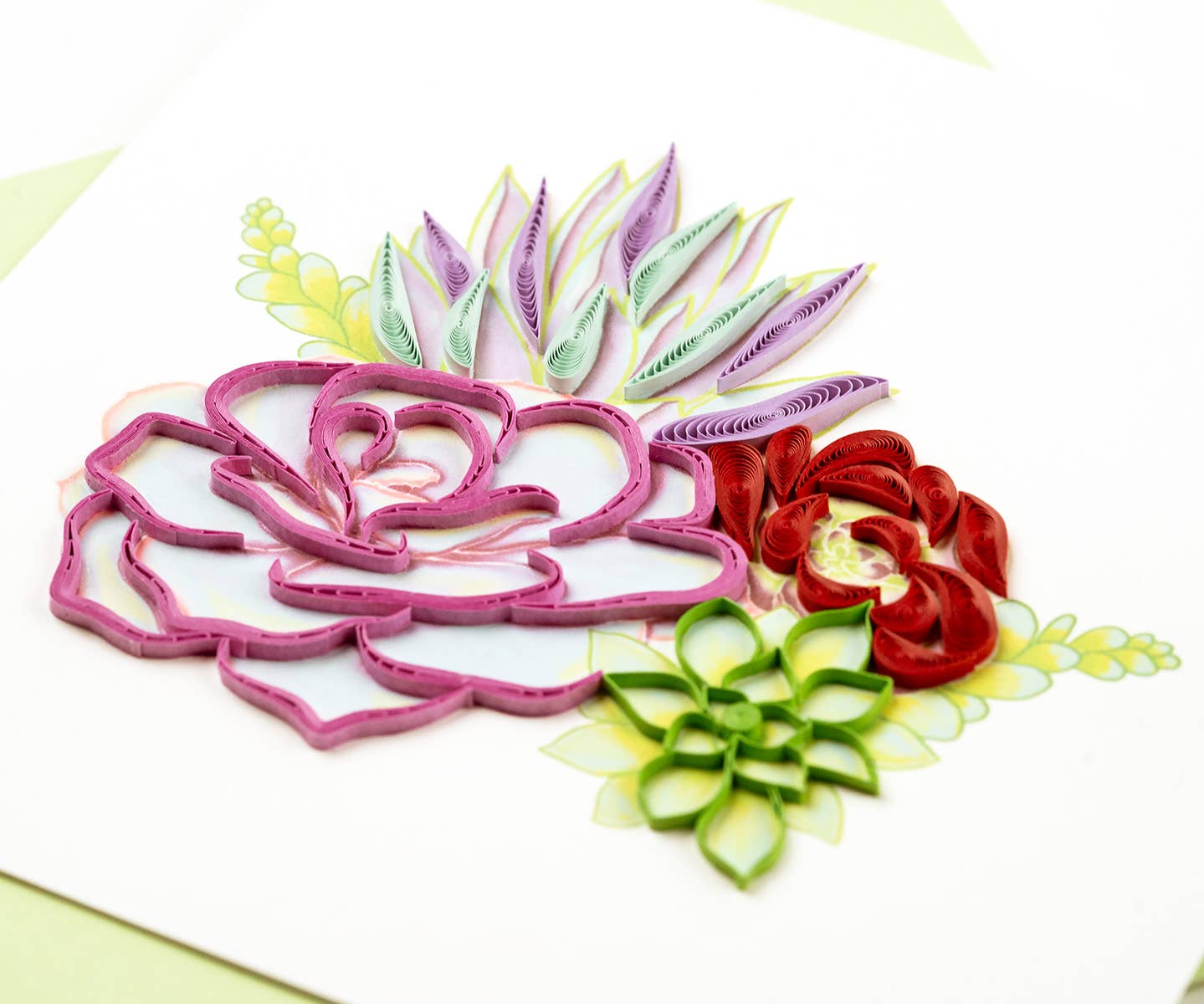 Quilled Greeting Card, "Vibrant Succulents"