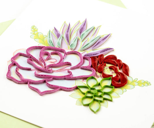 Quilled Greeting Card, "Vibrant Succulents"