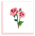 Quilled Greeting Card, "Long Stem Pink Roses"