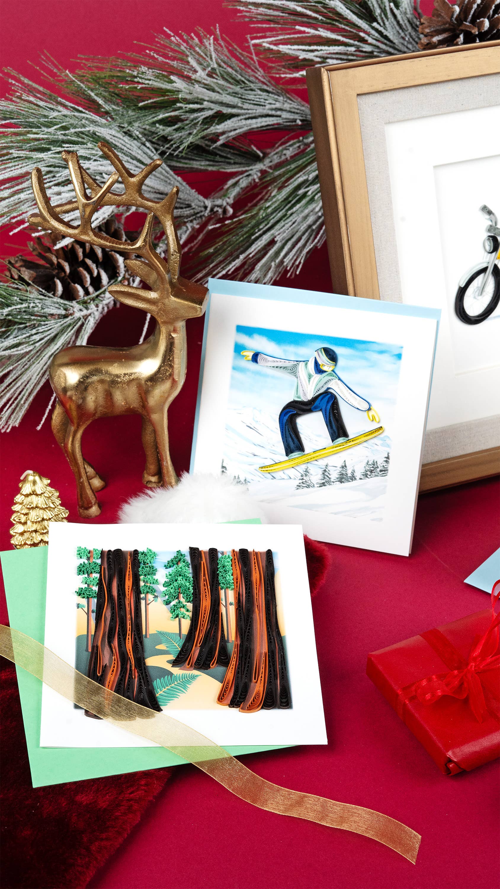 Quilled Greeting Card, "Backcountry Snowboarder"