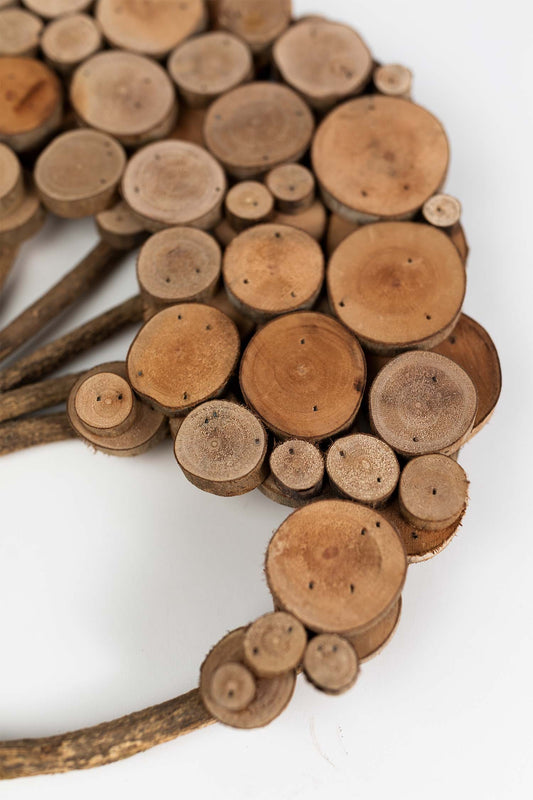 Wall hanging tree/circle slices of wood 13D nat