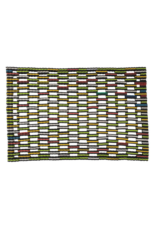 Mat flexible upcycled flip-flops 30x20 black/multi