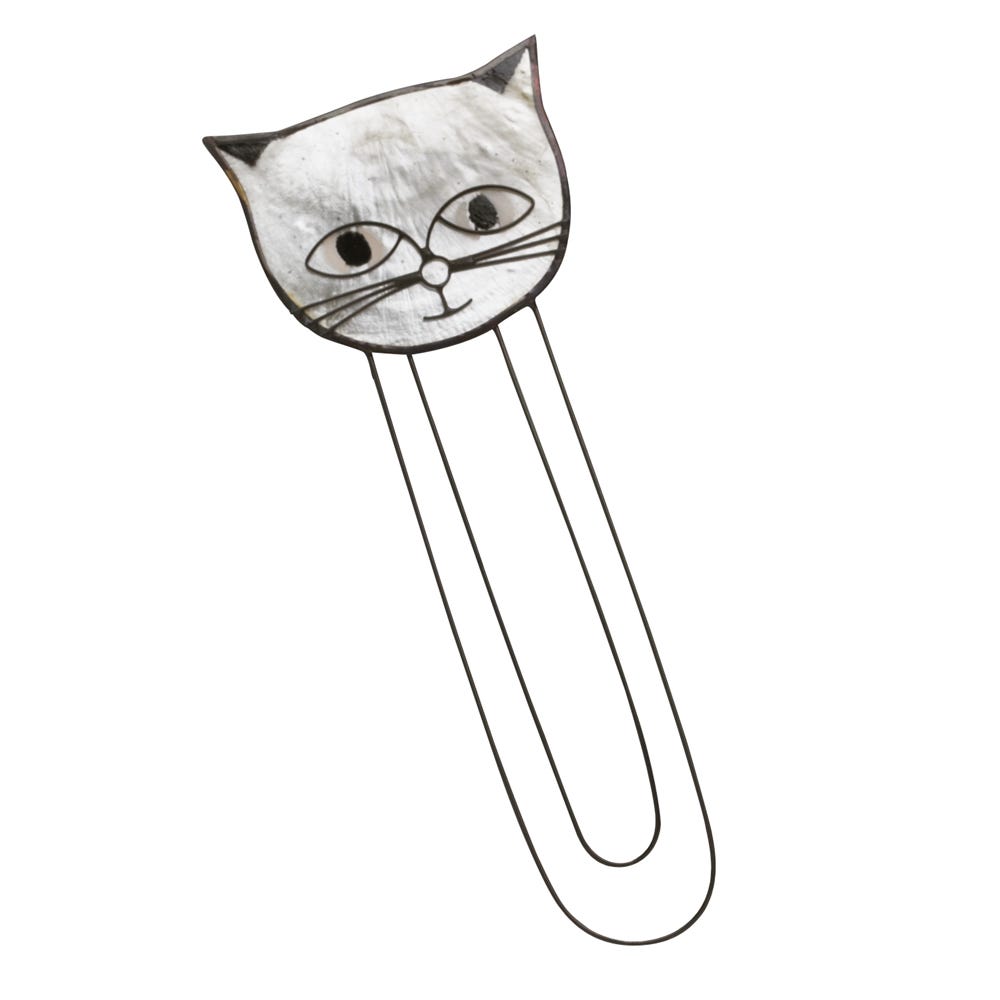 Bookmark cat face M/3 asst capiz/metal