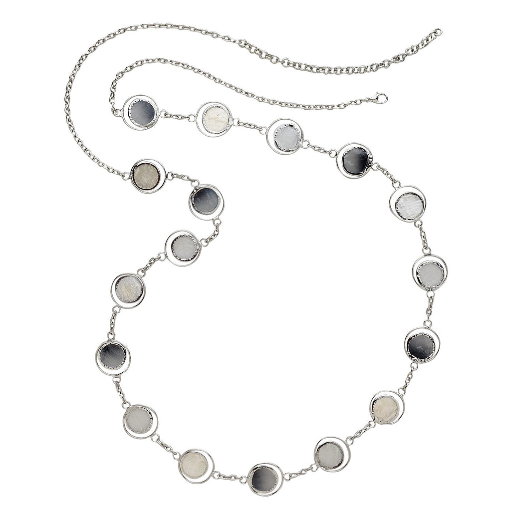 Necklace circles capiz 40L cream/gray/silver
