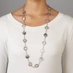Necklace circles capiz 40L cream/gray/silver