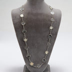Necklace circles capiz 40L cream/gray/silver