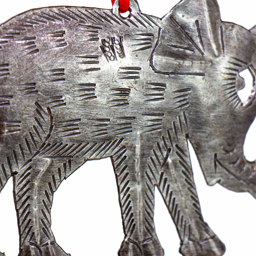 Elephant Haitian Metal Drum Ornament