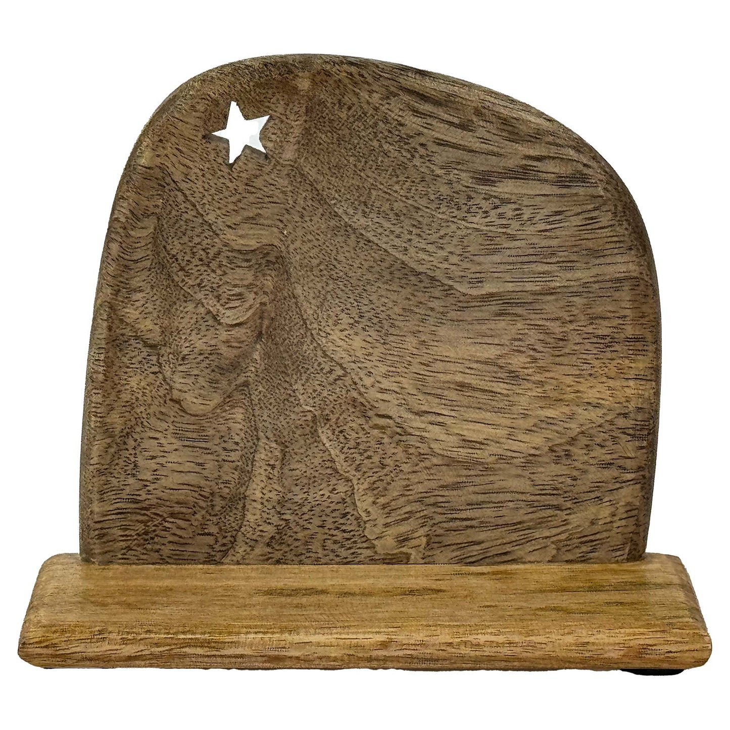 Handpainted Holy Family Mango Wood Nativity Set  (4 pieces)