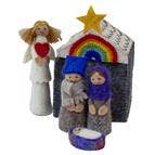 Rainbow Hand-stitched Felt Nativity Set,12 Piece Set
