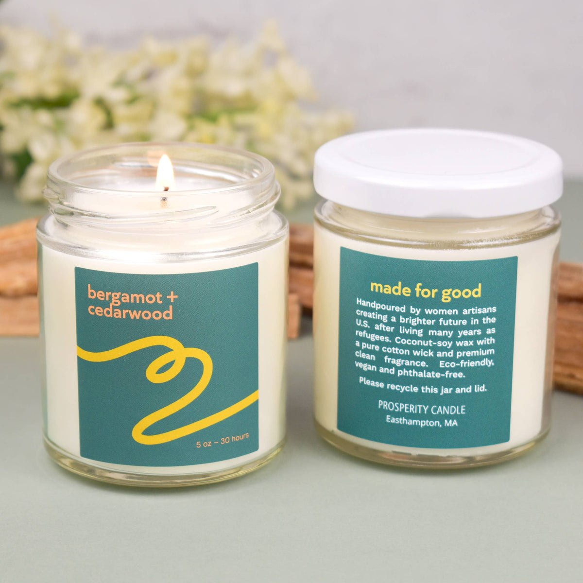 Harvest Glass Jar Candle - Bergamot + Cedarwood - Handmade