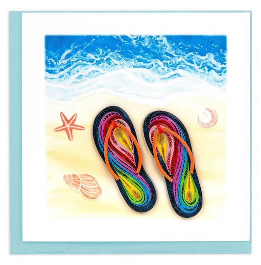 Quilled Greeting Card, "Colorful Flip Flops"