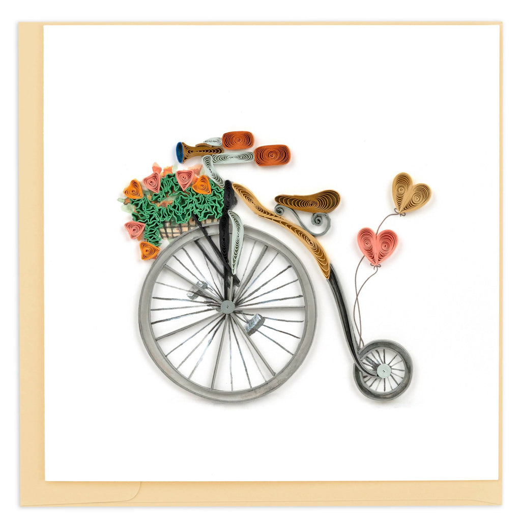 Quilled Greeting Card, "Antique High-Wheel Bicycle"