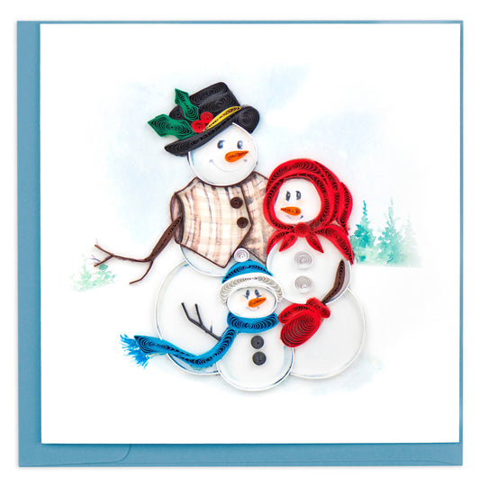 Quilled Greeting Card, "Snowman Family"