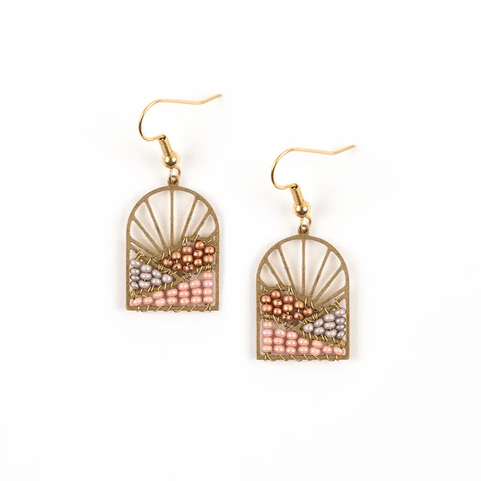 Earrings, Sunrise Brass and Bead
