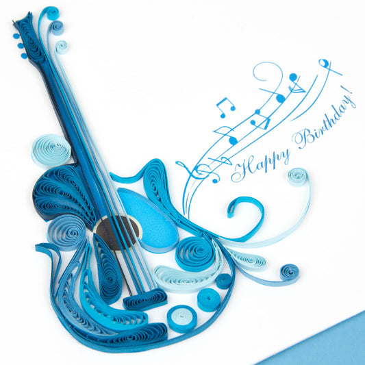 Quilled Greeting Card, "Birthday Guitar"