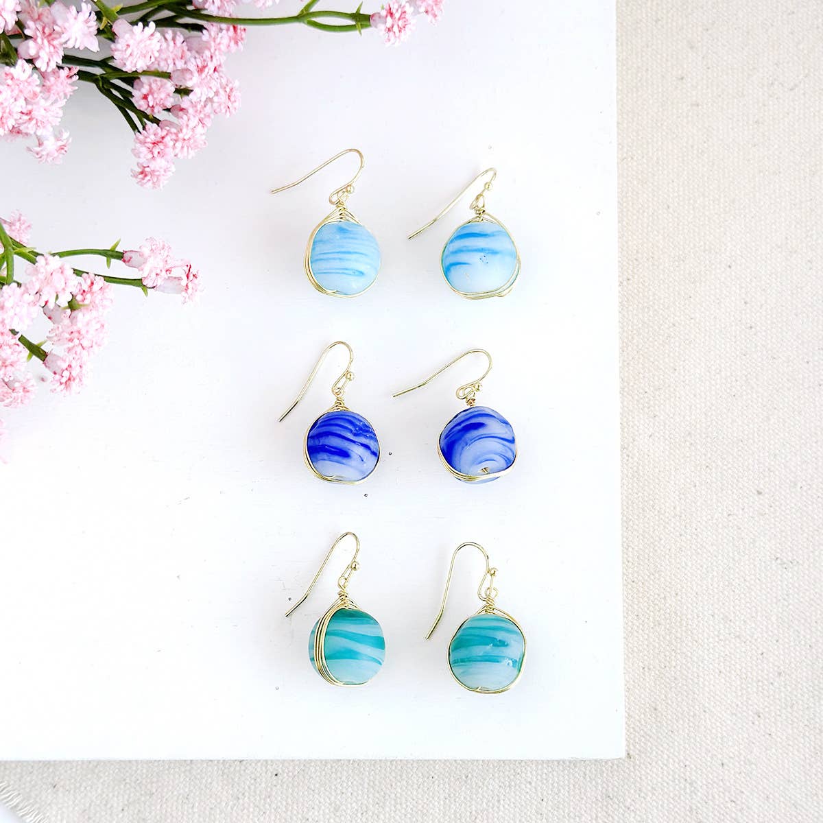 Marbled Glass Drop Earrings
