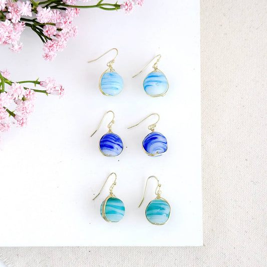 Marbled Glass Drop Earrings