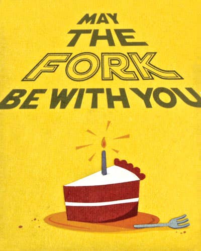 Recycled Paper Greeting Card, "Fork Be With You Birthday"