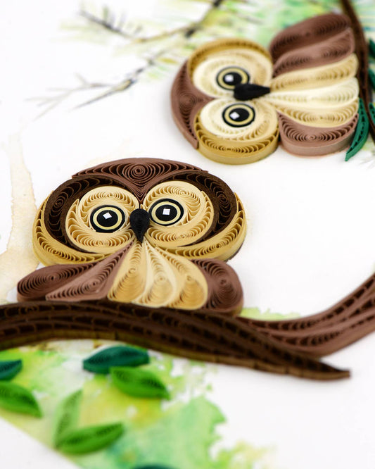 Quilled Greeting Card, "Owlets"