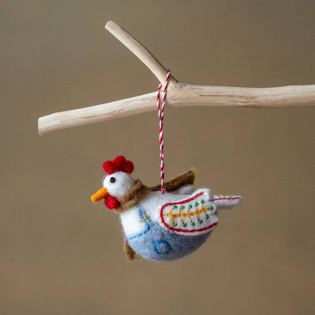 Holiday Chicken Wool Ornament
