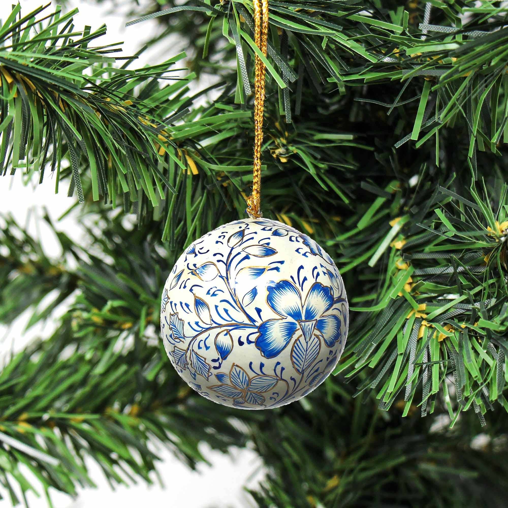 Blue Floral Hand Painted Ornament