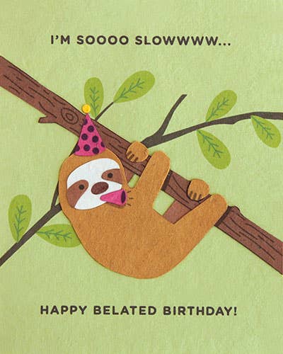 Recycled Paper Cards, "Sloth Belated Birthday"