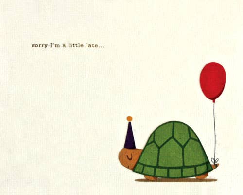 Recycled Paper Cards, "Turtle Belated Birthday"