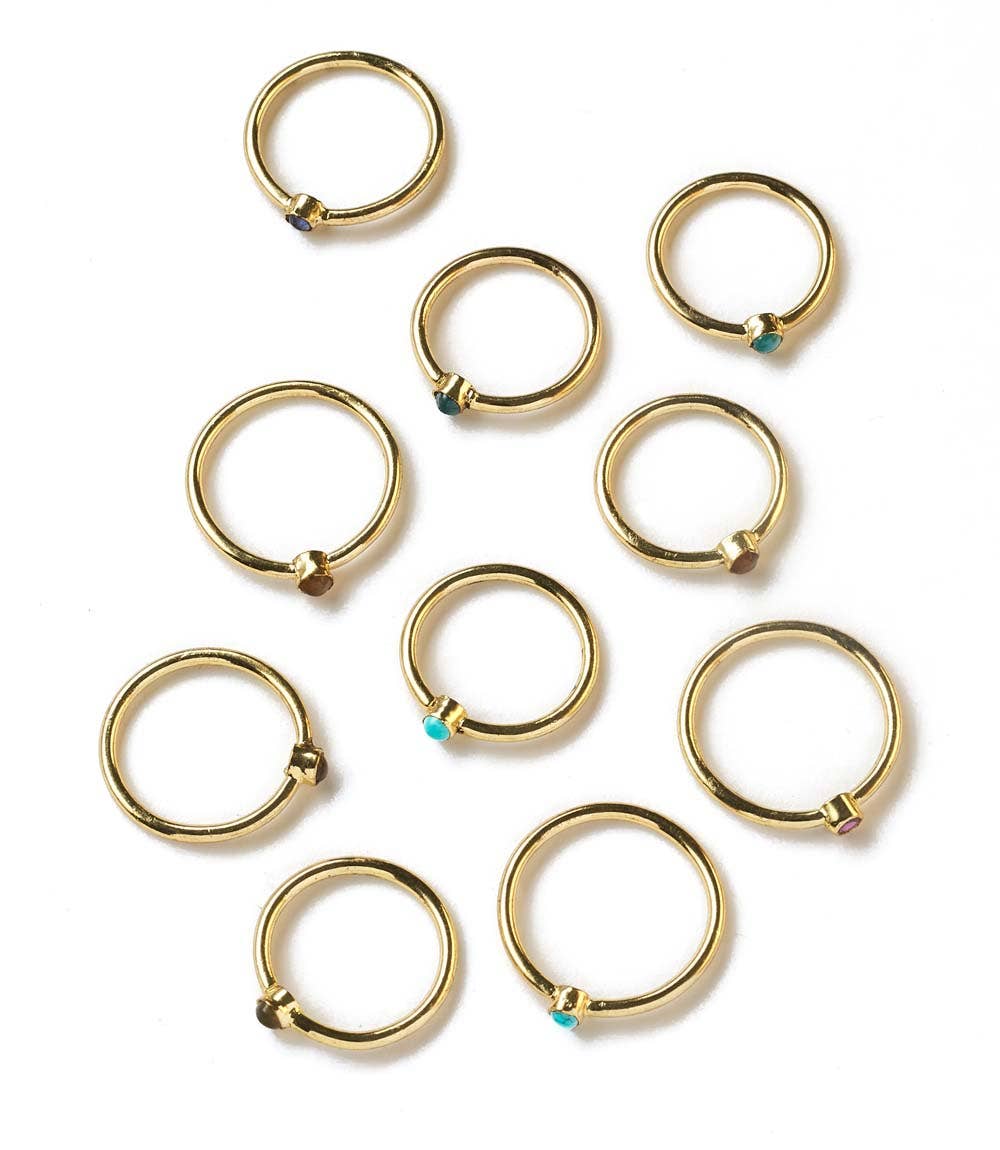 Dhera Assorted Semi-Precious Stone Stacking Rings^