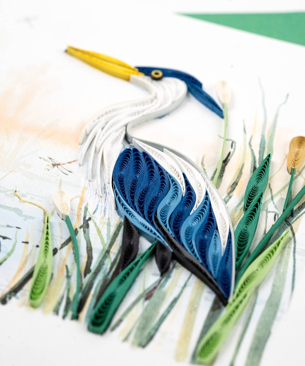 Quilled Greeting Card, "Great Blue Heron"