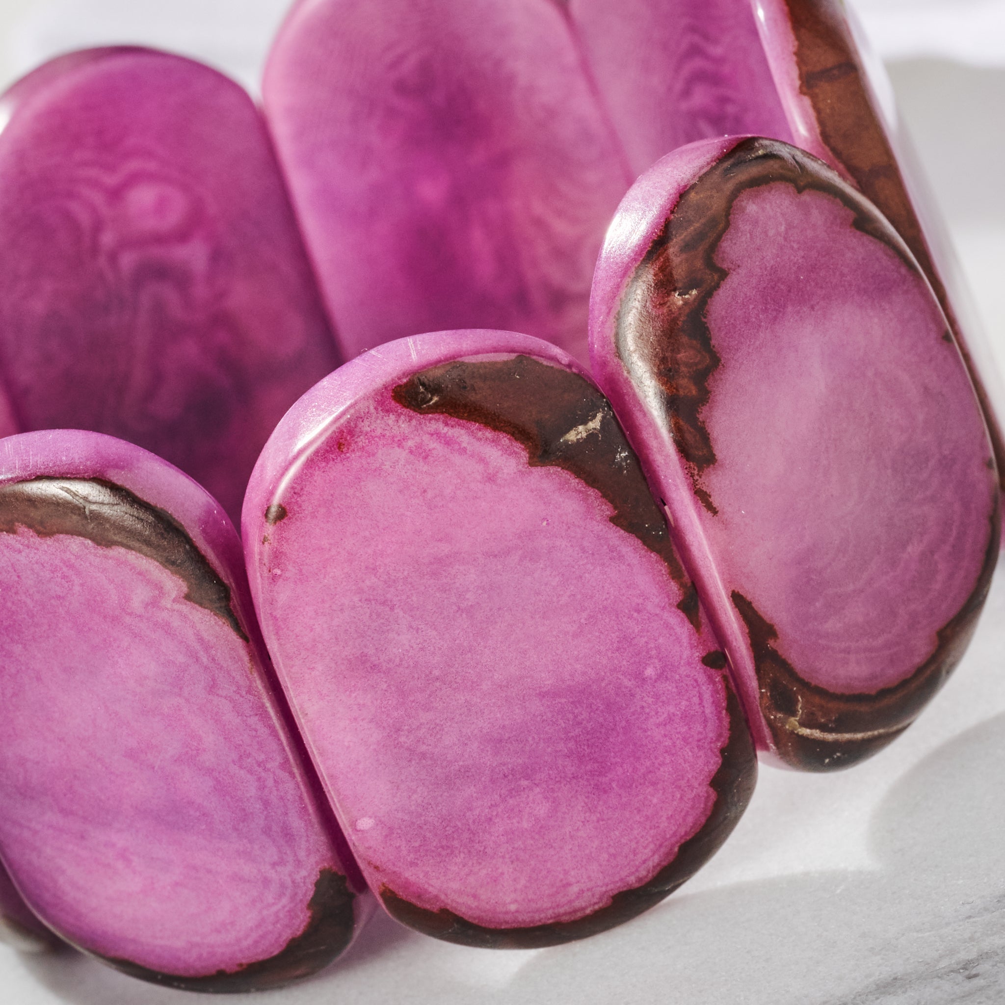 Mauve Tagua Stretch Cuff Bracelet