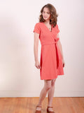 Katie Wrap Dress Melon Rib Knit