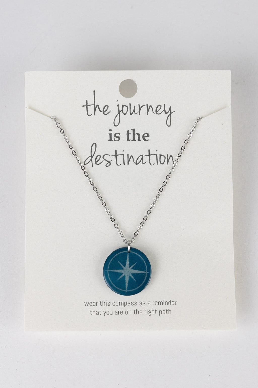 Necklace compass blessing pend tagua 16L teal/silv