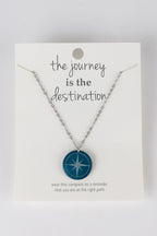 Necklace compass blessing pend tagua 16L teal/silv