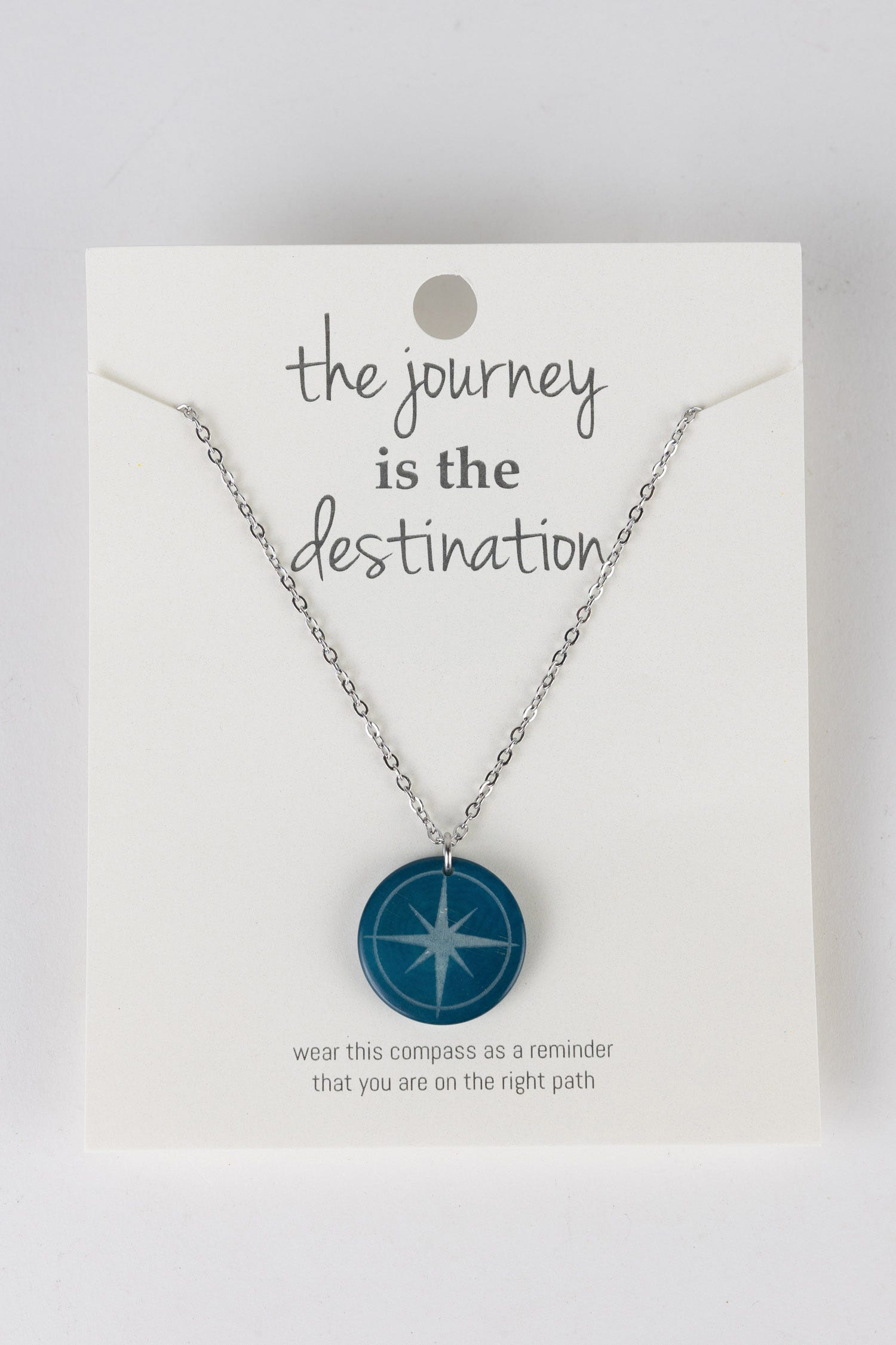 Necklace compass blessing pend tagua 16L teal/silv