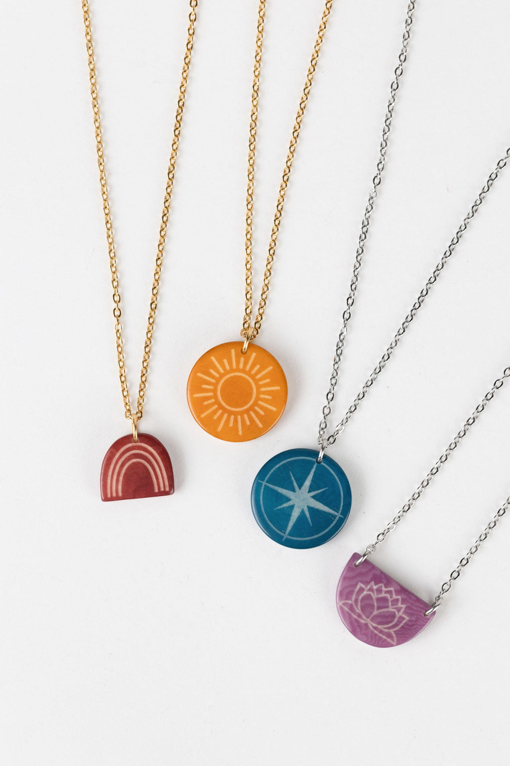 Necklace compass blessing pend tagua 16L teal/silv