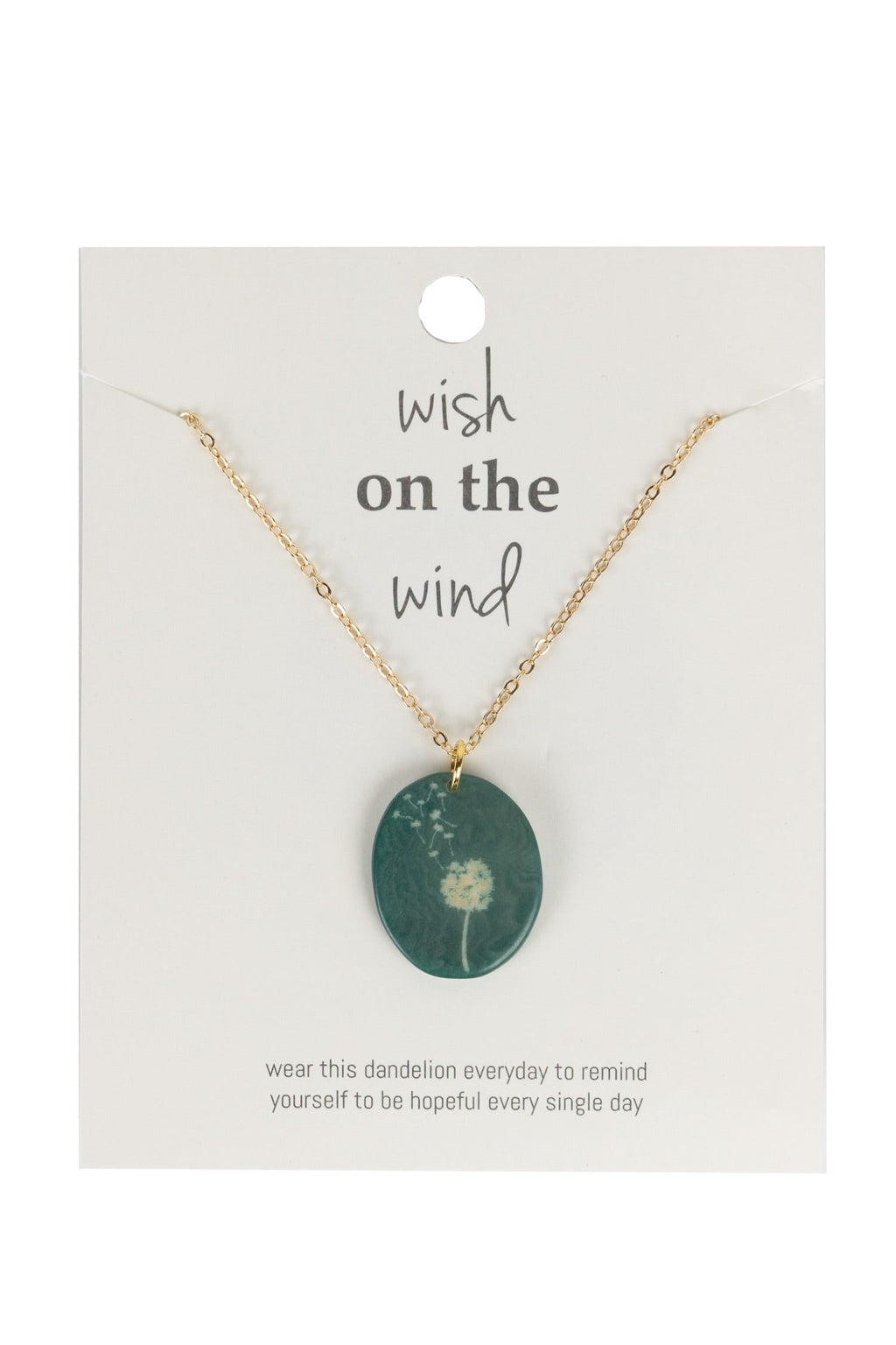 Necklace wishes dandelion etched tagua 17L sage