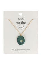 Necklace wishes dandelion etched tagua 17L sage