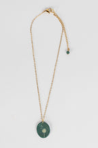 Necklace wishes dandelion etched tagua 17L sage