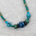 Necklace beaded cttn/acai/tagua 33L grn/blu