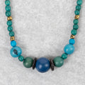 Necklace beaded cttn/acai/tagua 33L grn/blu