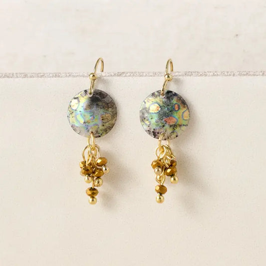 Sequin and Brass Bead "Thanda" Earrings
