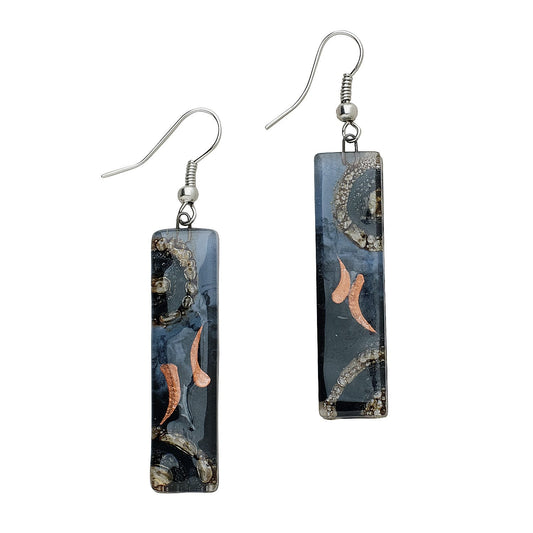 Fused Glass "Fascination" Rectangle Earrings